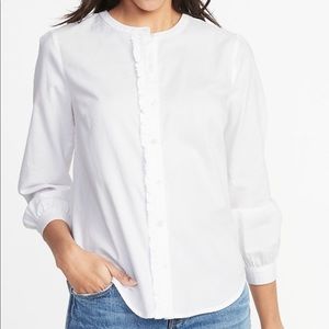 Old navy relaxed ruffle trim shirt NWT